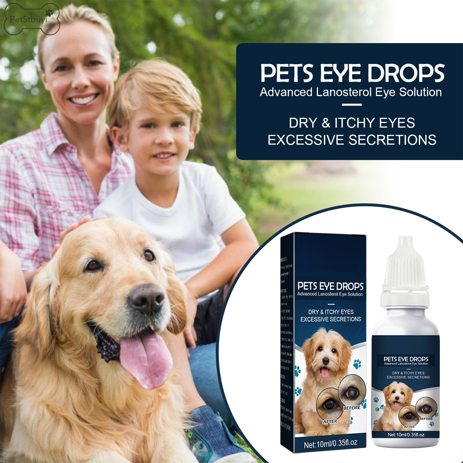 PetStbuyi 10ml Pets Care Eye Cleaning Drops Easy Absorption Drops with Cotton Swab for Small Medium Large Pet GG-MY ราคา 52 บาท*ส่งฟรี