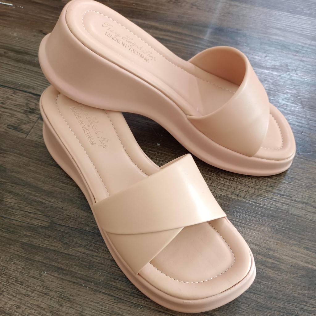 Dép nữ cao gót - đế cao 4F -( MS 22 ) quai xếp DéP Shoes GiàY - 2