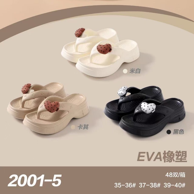 รองเท้าแตะแฟชั่นฤดูร้อน EVA รูปหัวใจสำหรับผู้หญิง รองเท้าแตะชายหาดและในบ้านที่มีพื้นหนาและหลากหลาย ราคา 97 บาท*ส่งฟรี