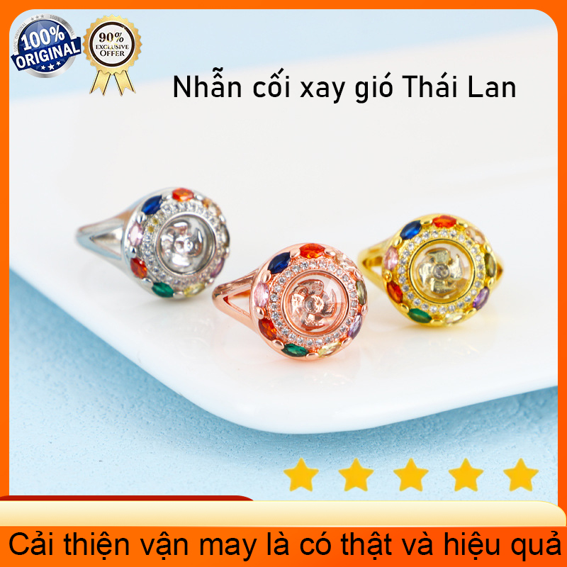 Thái lan cối xay gió may mắn màu nhẫn nam nữ vòng bùa hộ mệnh có thể xoay được kích thước có thể điều chỉnh không phai màu chùa phù hộ