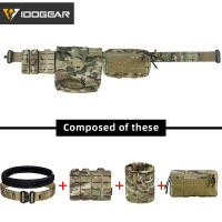 IDOGEAR 2 Inch Tactical Belt with 3 Pouches 9MM 556 Triple Mag Pouch Roll-up Mesh Recycling Pouch Dump Pouch Tactical Belt Set 3415