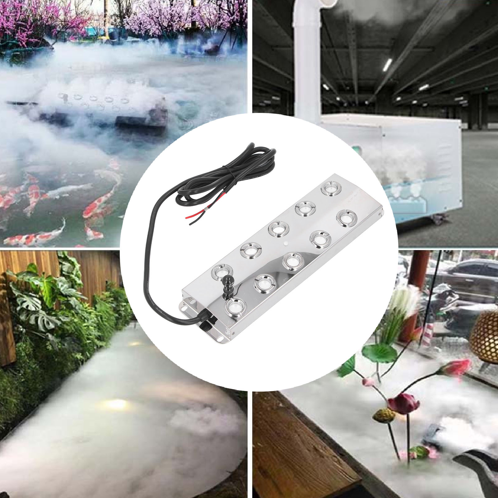Ultrasonic Fogger Humidifier IP67 Water Proof High Strength Ultrasonic Mist Maker Food Grade Stainless Steel 10 Head Easy Using DC45-48V for Pool ราคา 1,481 บาท*ส่งฟรี