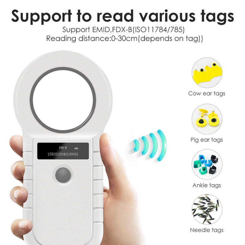 (BGIC) 134.2KHz RFID Animal Chip Reader 15 Digits Pet ID Scanner EMID -B Tag Registration for Cow Fish Dog