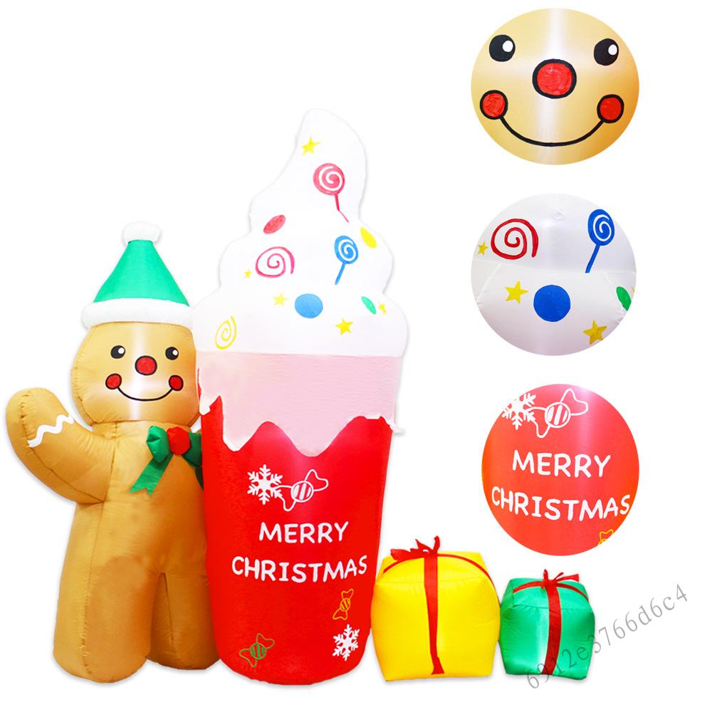 สไตล์ใหม่ 2.3M Christmas Inflatable Gingerbread Man กินไอศกรีมกันน้ำคริสต์มาส Inflatable ตกแต่งสำหรับ YARD PARTY ราคา 5,706 บาท*ส่งฟรี