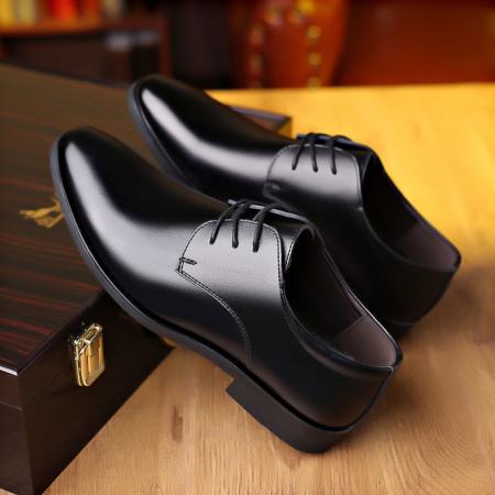 Men's Black Leather Dress Shoes for School, Office, Work