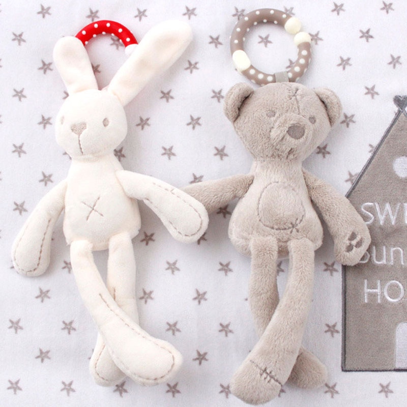 cute Baby Crib Stroller Toy Rabbit Bunny Bear Soft Plush infant Doll