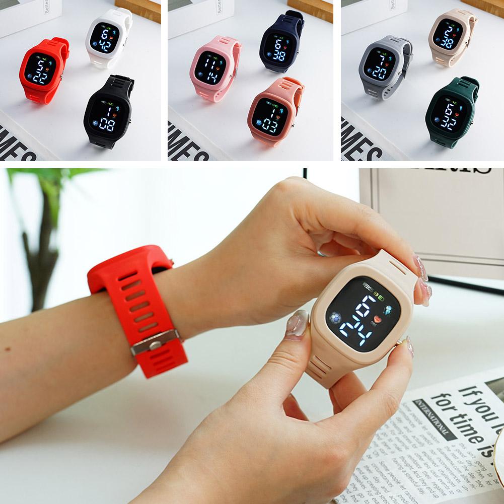 LED Đồng hồ điện tử chống nước thông minh trơn đơn giản vuông Unisex hồ thao Đồng thể R3A4