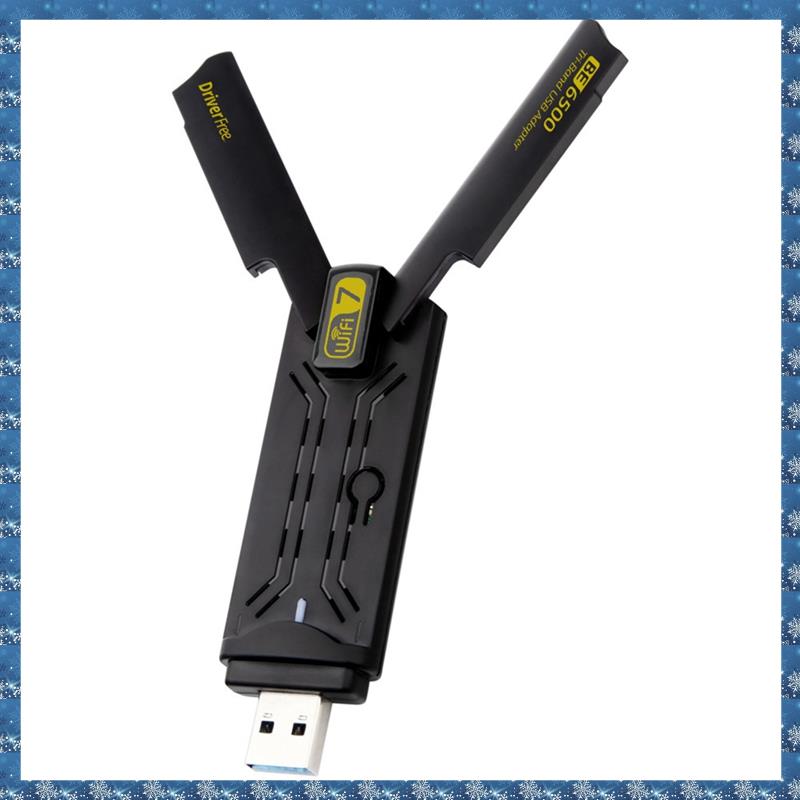 (JACH) 6500Mbps WiFi7 USB Adapter BE6500 2.4G&5.8G&6GHz Wireless Network Card 802.11be Free-Drive Wi