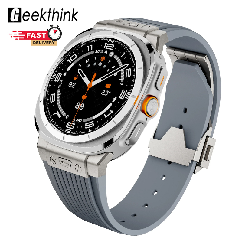 GEEKTHINK Luxury Silicone Strap for Samsung Galaxy Watch Ultra Strap Metal Connector Band for men for Galaxy Watch 7 Ultra 47mm Watchband ราคา 492 บาท*ส่งฟรี