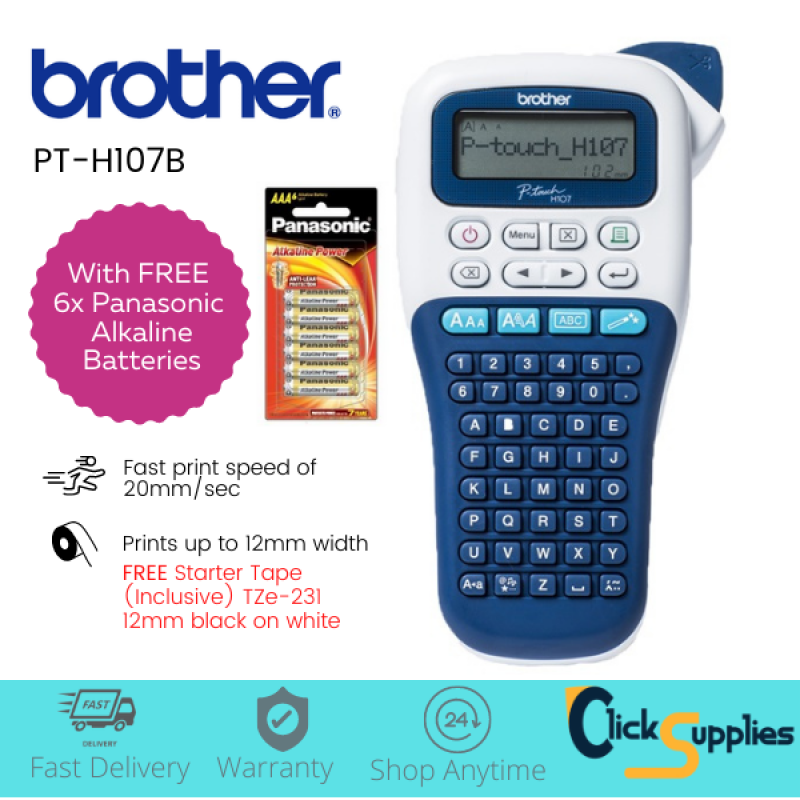 Label Machine Brother PT-107B Portable Label Printer 107B Original with Warranty Singapore