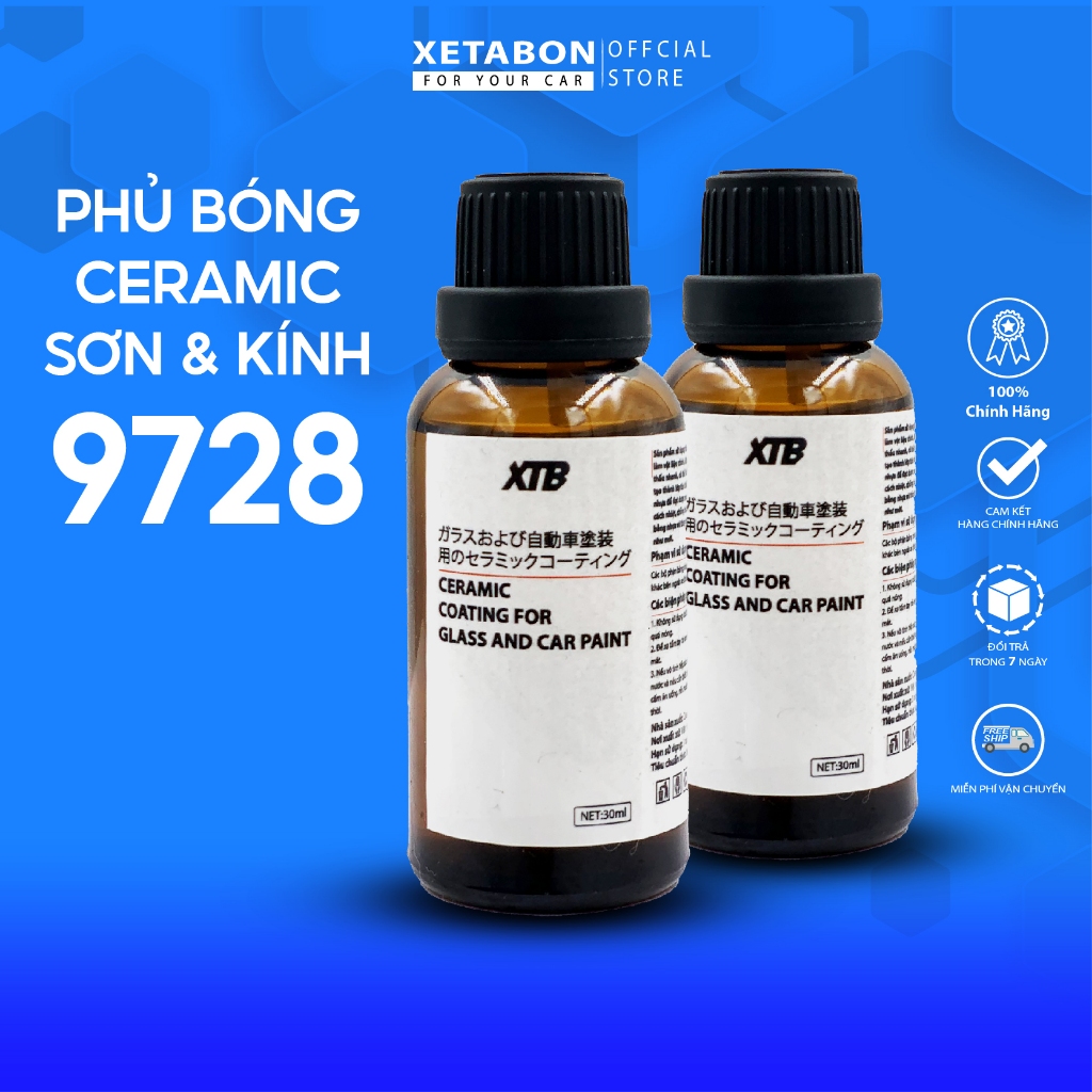 Phủ ceramic sơn, kính xe ô tô xtb 9728 chống bám nước, tạo hiệu ứng lá sen & bảo vệ sơn xe-30ml