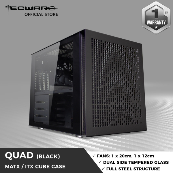 Buy Tecware Quad Mini Cube Chassis Black Micro ATX Case with Side and ...
