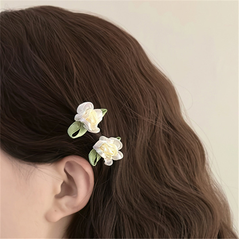 Kẹp tóc xinh Jasmine Kẹp Tóc Mái thanh lịch Vintage tay kẹp tóc Mini hoa kẹp tóc