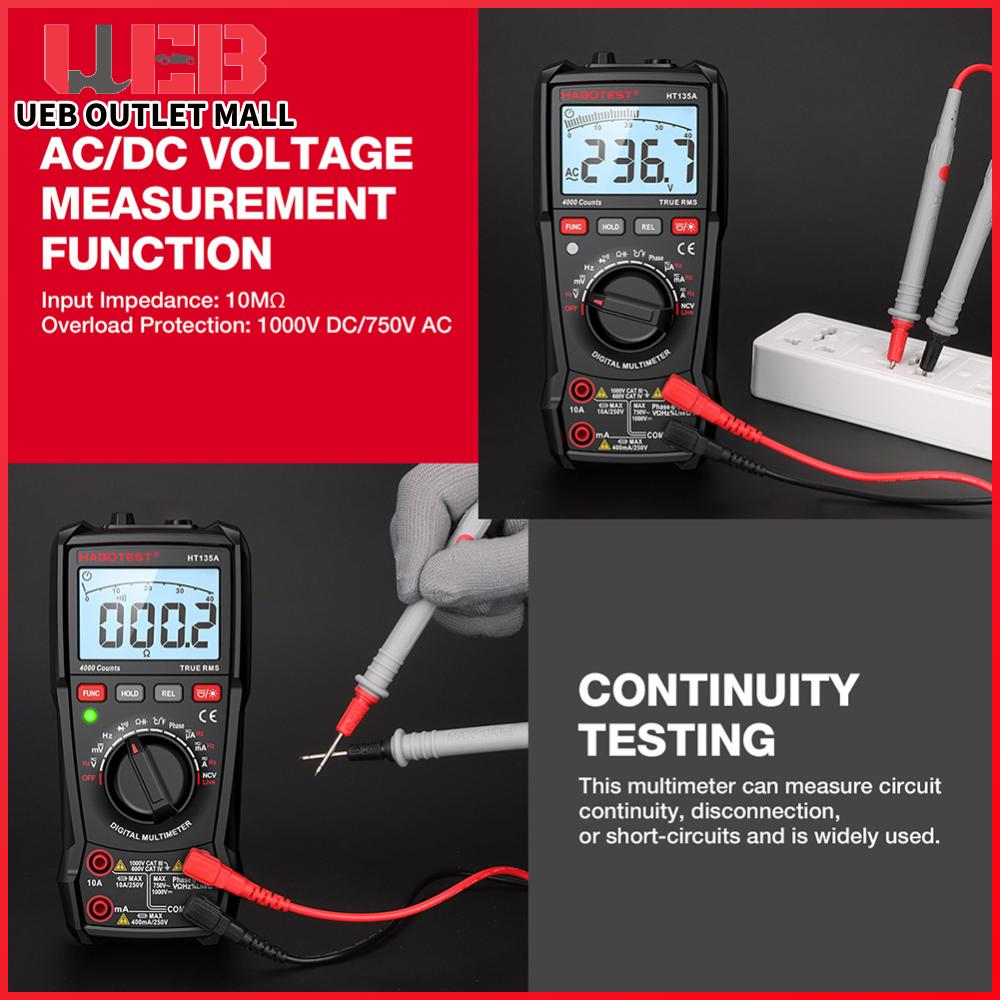 UEB มัลติมิเตอร์ดิจิตอล 4000 ค่าความถี่พร้อมวัดแรงดันไฟฟ้า AC/DC และฟังก์ชัน NCV สำหรับช่างไฟและงานซ่อมบำรุง ราคา 509 บาท*ส่งฟรี