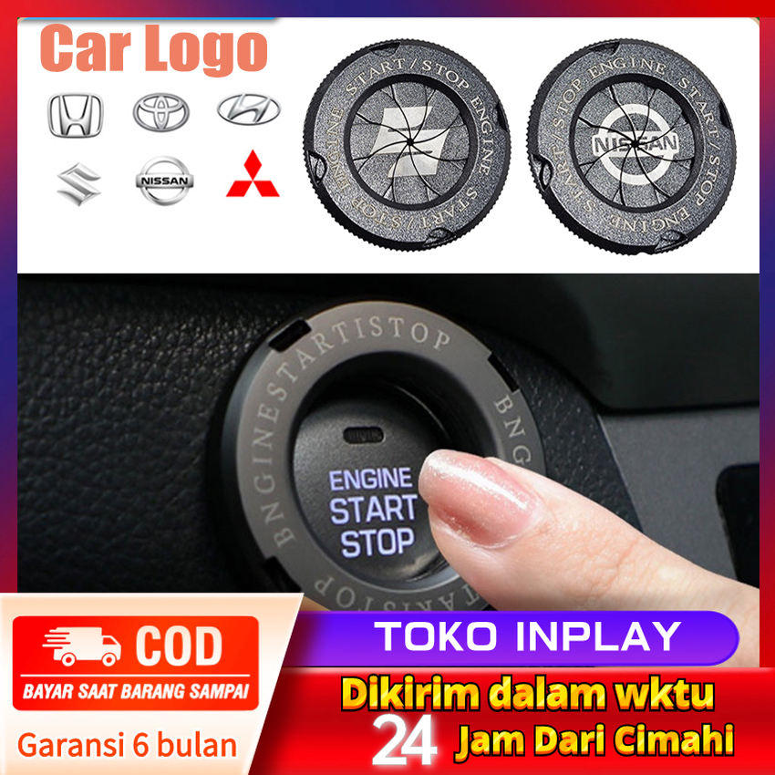 Universal button cover car engine Start Stop button cover premium material zinc alloy-cover car engine start stop starter button for Toyota Honda Hyundai Nissan Suzuki Mitsubishi ring car start stop switch Harga 49,000 rupiah*Gratis Ongkir