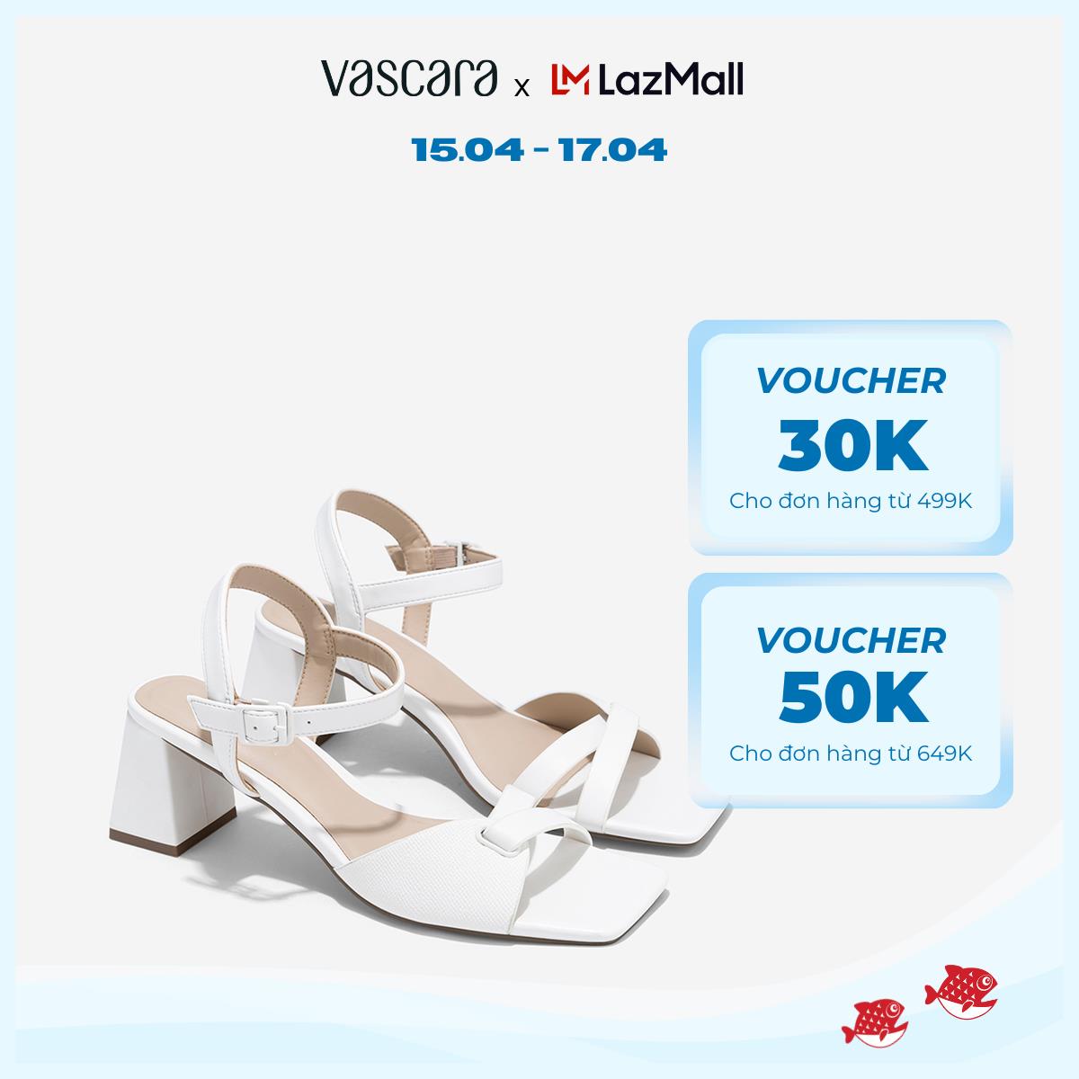 [Voucher 30K | 15.4] Vascara Giày Sandal Gót Trụ Phối Quai Thắt Nút Cách Điệu - SDN 0802