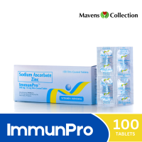 ImmunPro Ascorbic Acid Zinc 500mg 100 pcs 1 box Vitamin Mineral Film Coated Tablets immunpro