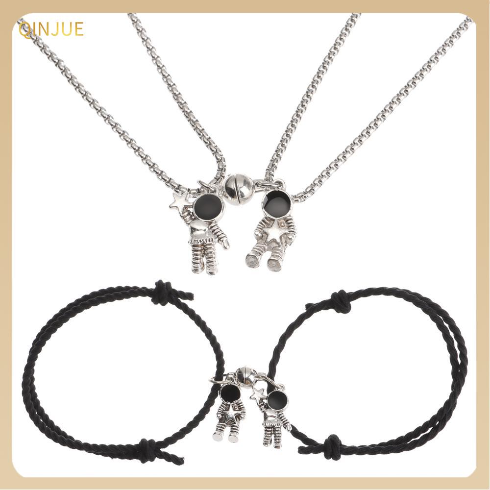 1/2/4 Chiếc Vòng Cổ Mặt Dây Chuyền Cặp Đôi Punk Vòng Tay, Chuỗi Móc Nam Châm Ghép Đôi Tình Yêu Vô Hạn Phi Hành Gia Dây Chuyền Cho Nam Nữ Trang Sức Thời Trang