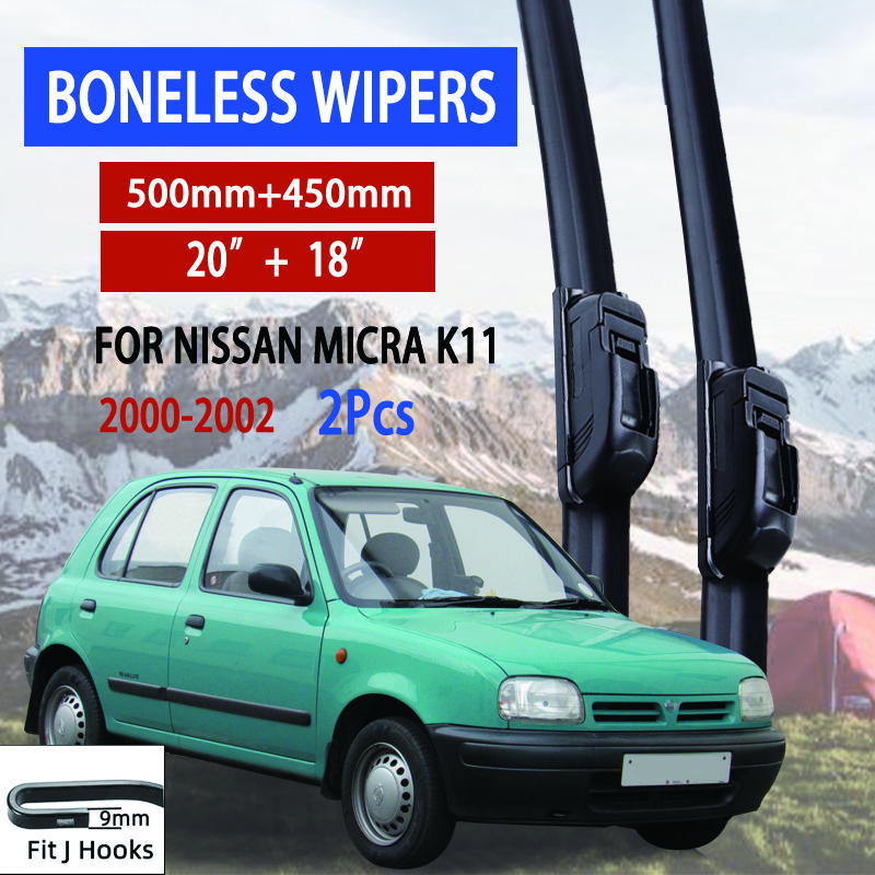 For Nissan Micra K11 2000-2002 Car Wiper U-type Soft Rubber Boneless Wiper HD Quiet Durable Automotive Wiper 20"+18" ราคา 242 บาท*ส่งฟรี