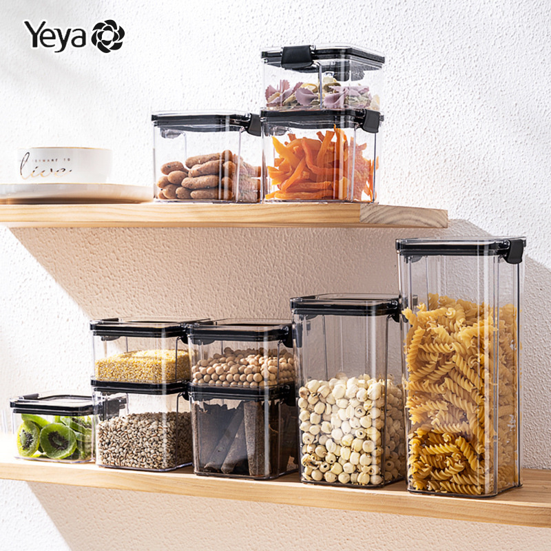 YEYA Lọ kín, lọ gốm, hộp đựng nhà bếp, hộp nhựa trong suốt cấp thực phẩm, đồ ăn nhẹ, đồ khô, lọ đựng trà