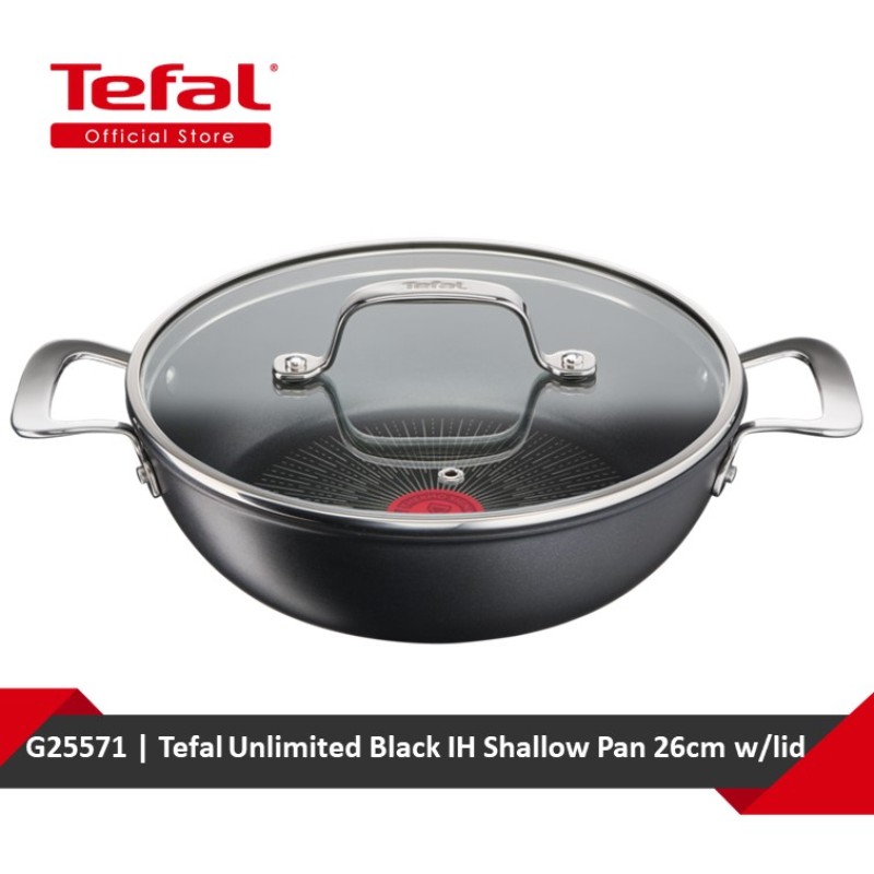 Tefal Unlimited Black IH Shallow Pan 26cm w/lid G25571 Singapore