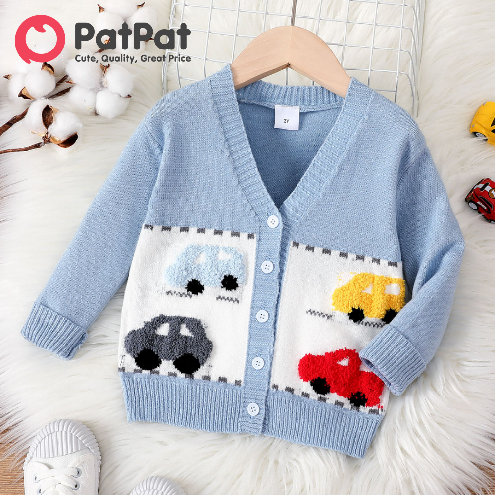 Patpat bé gái tập đi/Boy Xe mô hình nút lên áo len
