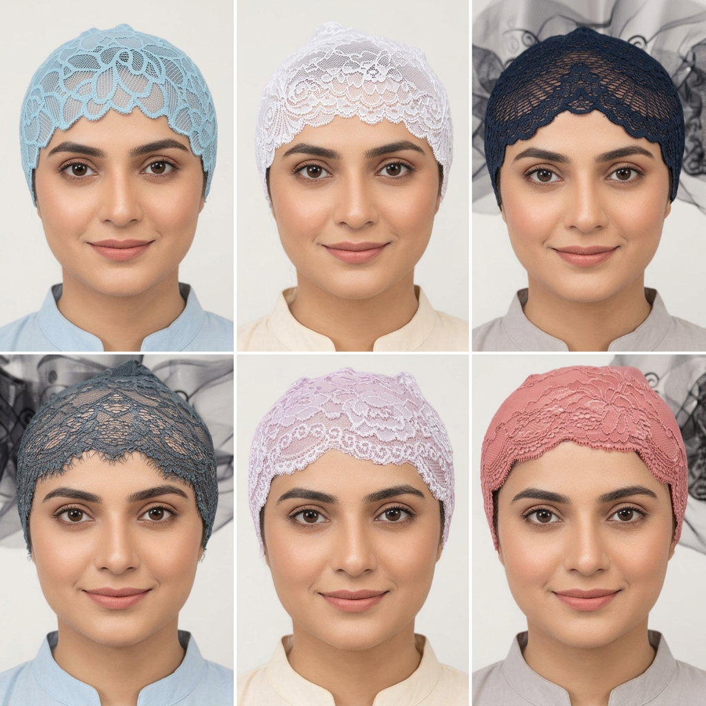 Pack of Lace Net Hijab Caps for Stylish Girls and Women