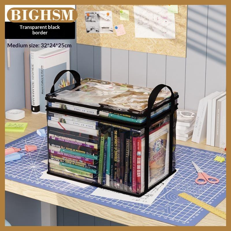 BIGHSM Thêm dày rõ ràng cuốn sách lưu trữ hộp PVC sinh viên bàn tổ chức không thấm nước sách giáo khoa container chống bụi cuốn sách Thùng cho lớp học