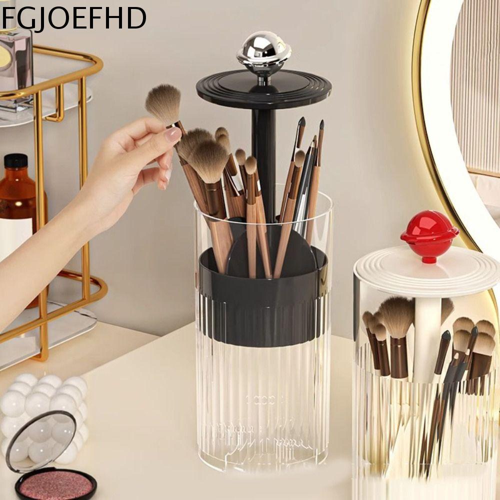 FGJOEFHD Nhựa Giá để cọ trang điểm nâng tự động Loại ấn Có Nắp Hộp đựng cọ trang điểm Đa chức năng Chống bụi Hộp đựng son môi