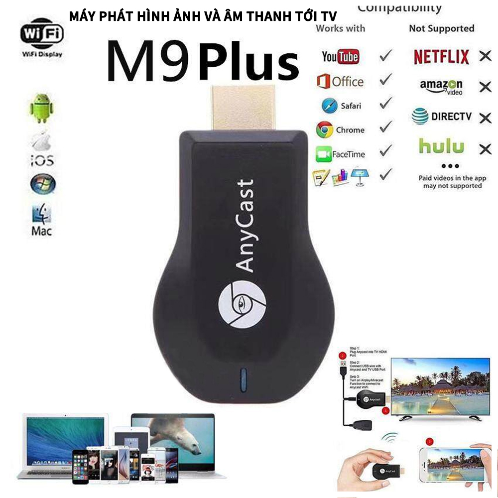 Đầu thu tín hiệu tv hiển thị wifi không dây 1080p đầu thu tín hiệu tv hdmi dlna miracast anycast cho airplay cho ios android m2/m4/m9 plus