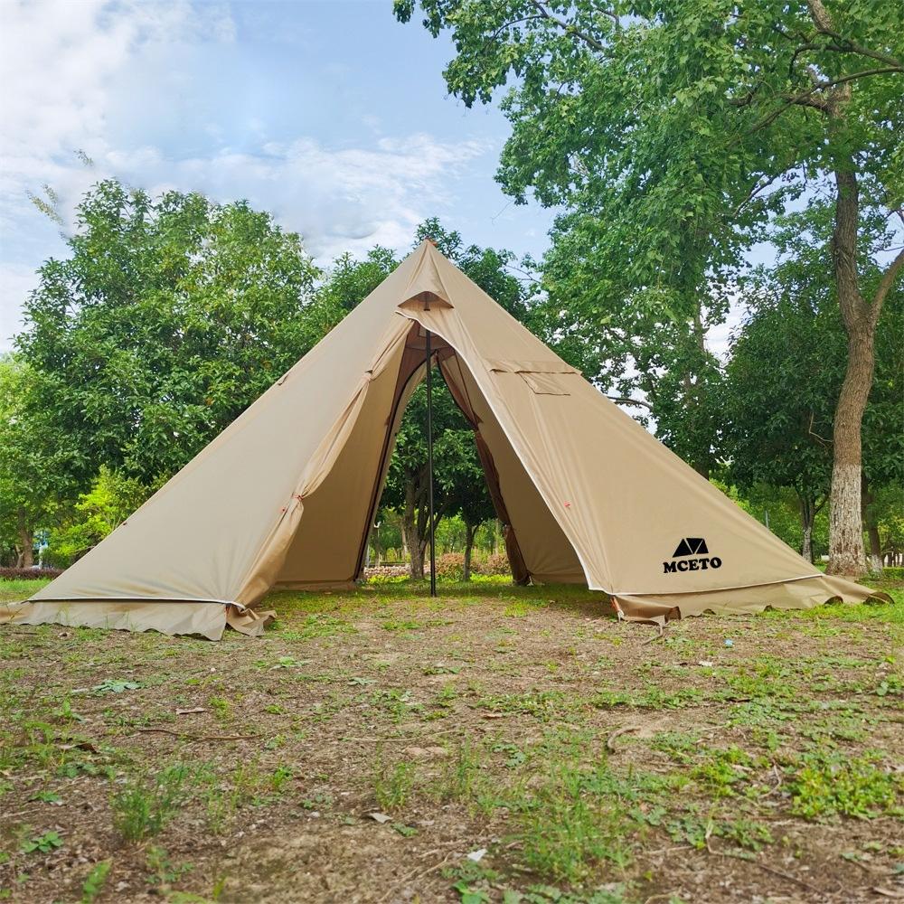 【100% Authentic】Lixada 5-8 People Tipi Hot Tent with Stove Jack Camping Pyramid Teepee Tent for Camping Backpacking Hiking · v25