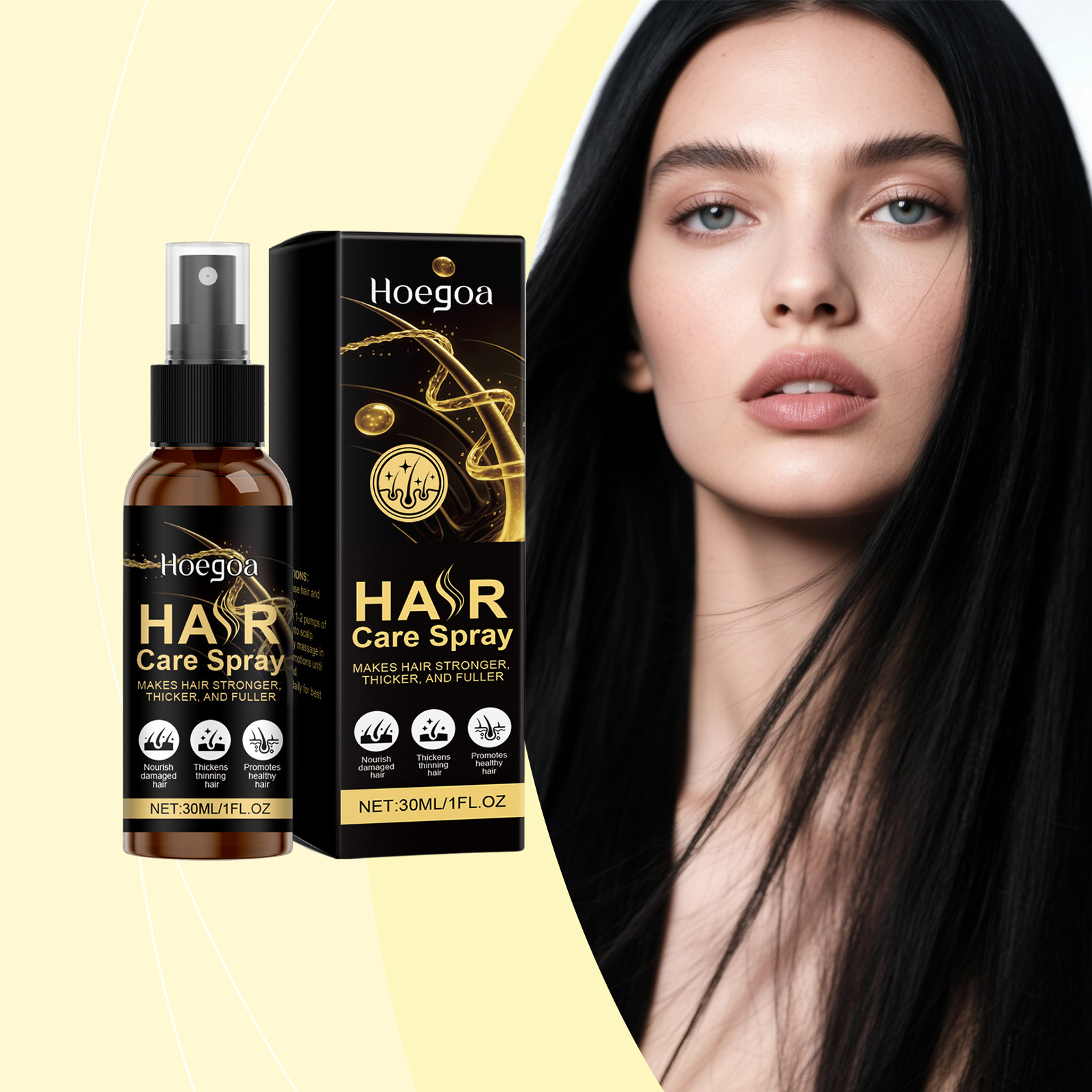 Phun chăm sóc tóc, làm cho tóc mạnh mẽ hơn, dày hơn và đầy đủ hơn, làm dày tóc mỏng, thúc đẩy tóc lành mạnh, Chăm sóc tóc bị hư hại, Chăm sóc tóc nhẹ nhàng, Phun tái phát triển tóc để làm mỏng tóc và râu, kết quả lâu dài