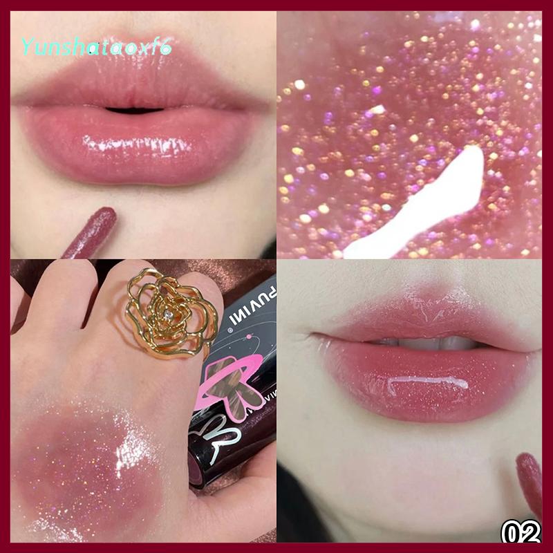 yunshataoxf Cappuvini Nước Tráng Men Gương Son Bóng Trang Điểm Pha Lê Thạch Dưỡng Ẩm Son Môi Lâu Dài Màu Sắc Chất Lỏng Son Môi Mỹ Phẩm - 3