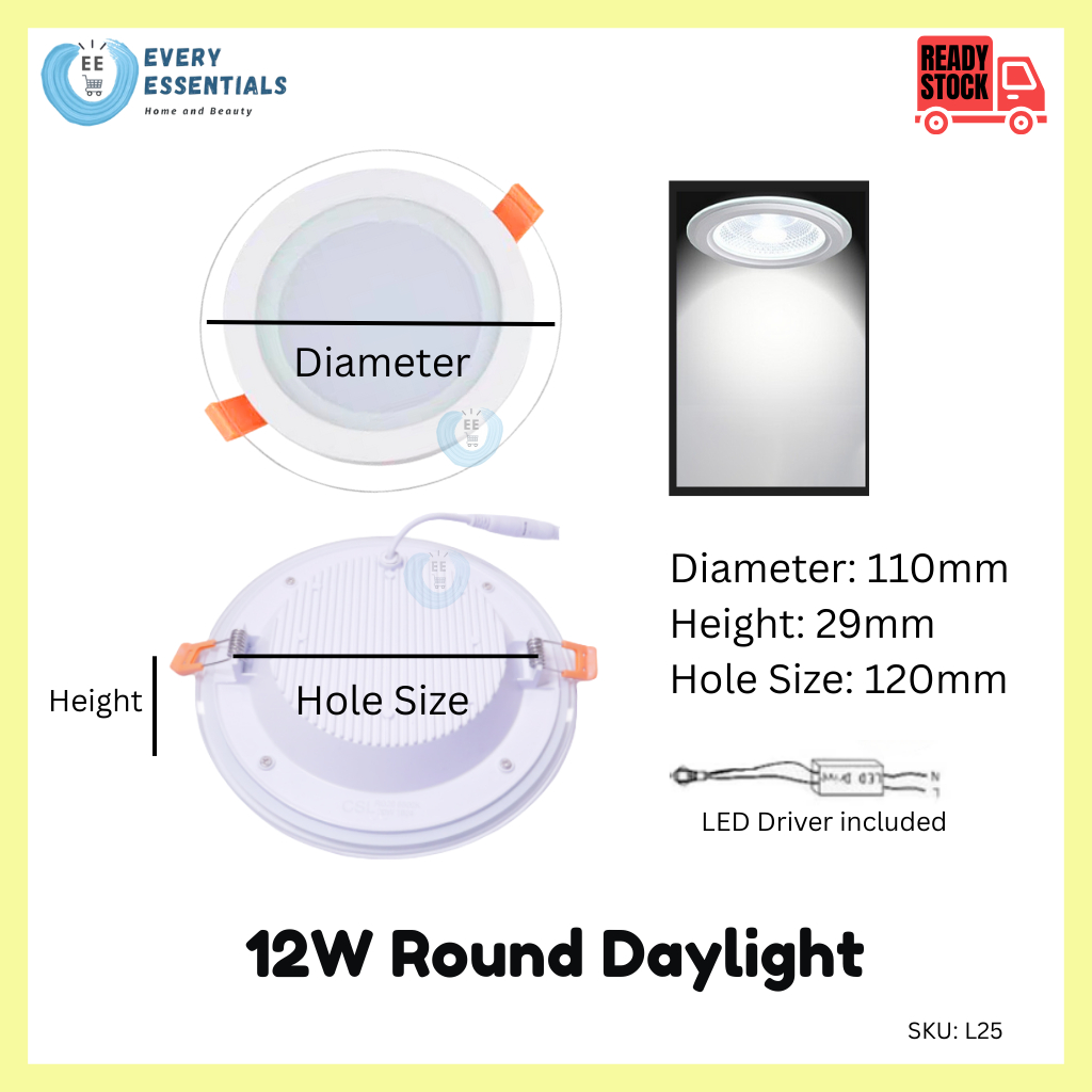 Glass Panel LED Downlight. 6W 9W 12W 18W LED spot light. Bedroom Home