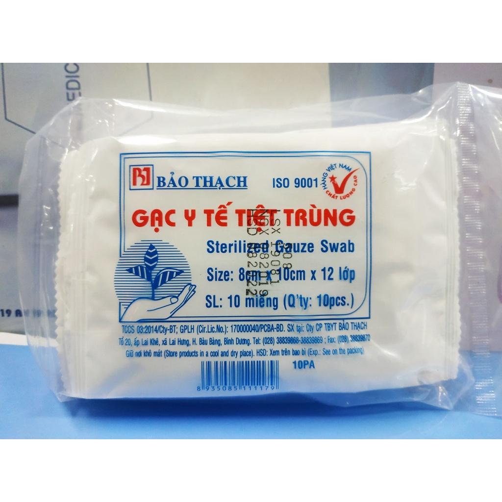 Gạc y tế đã tiệt trùng bảo thạch 5x6.5 và 8x10cm