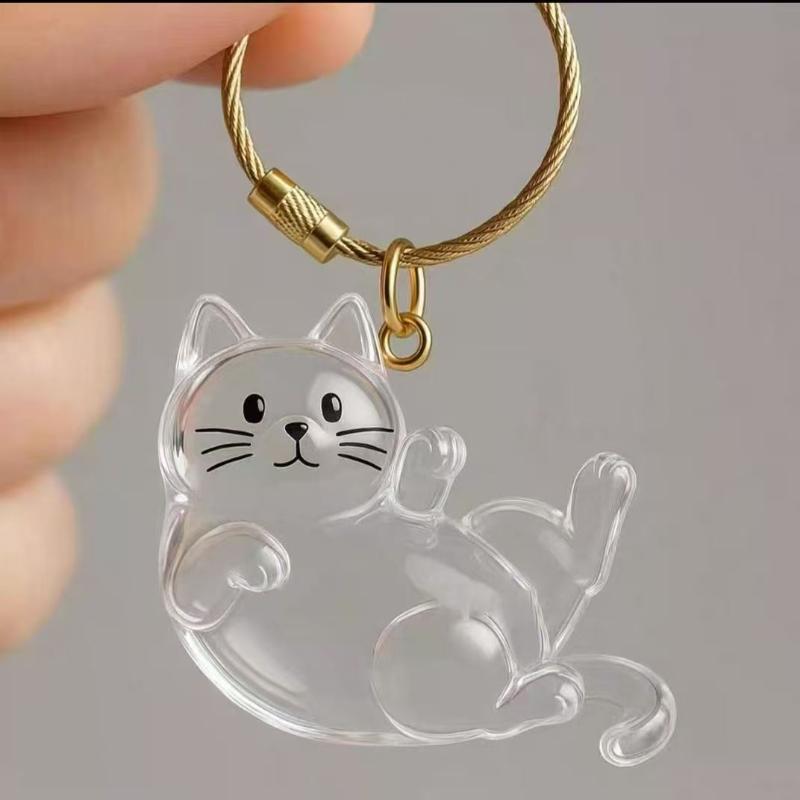 PICOK Phim Hoạt Hình Mèo Hình Dạng Con Chó Mèo Tóc Lưu Trữ Hộp Tóc Trong Suốt Chải Chuốt Pet Tóc Keychain DIY Handmade Keyring Mặt Dây Chuyền Ba Lô - 4