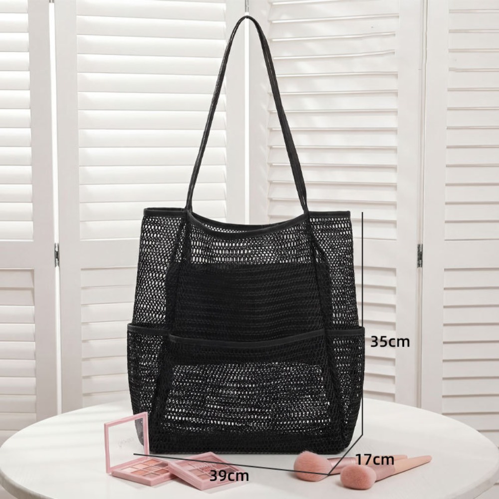 HERWK Nylon Túi lưới đi biển Khoét rỗng Dung lượng lớn Túi xách lưới Màu đơn sắc Thoáng khí Túi bơi Đàn ông - 4