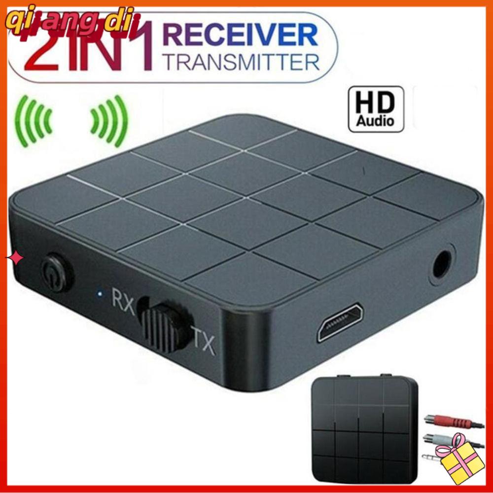 QIANGDI Thiết kế 2 trong 1 Bộ thu phát âm thanh Kết nối RCA Bluetooth 5.0 Bộ chuyển đổi nhạc không dây HD với micro 3.5mm Bộ chuyển đổi RCA máy tính cá nhân
