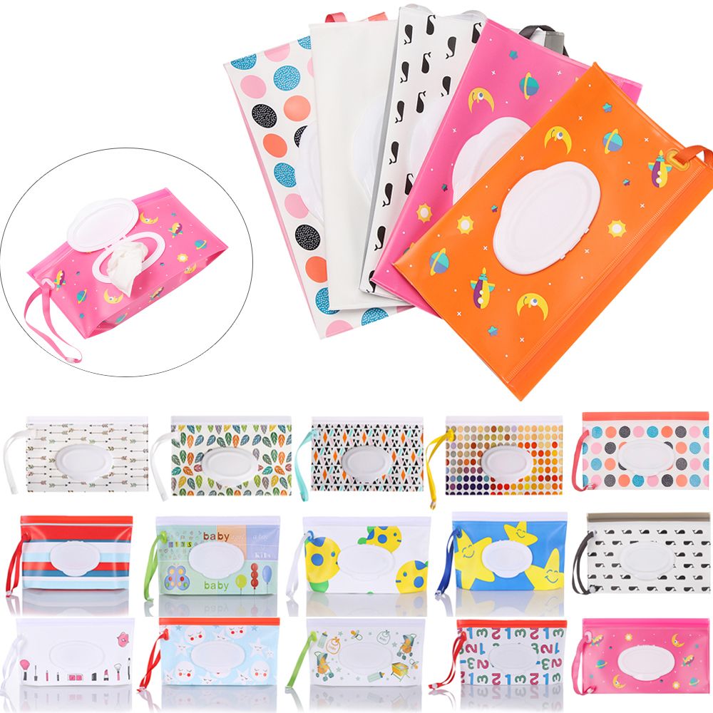 ABDOME 1pcs Ngoài trời Có ích Lật bìa Snap-Strap Hộp đồ Sản phẩm dành cho trẻ em Túi mỹ phẩm Phụ kiện xe đẩy Túi khăn ướt Hộp khăn giấy