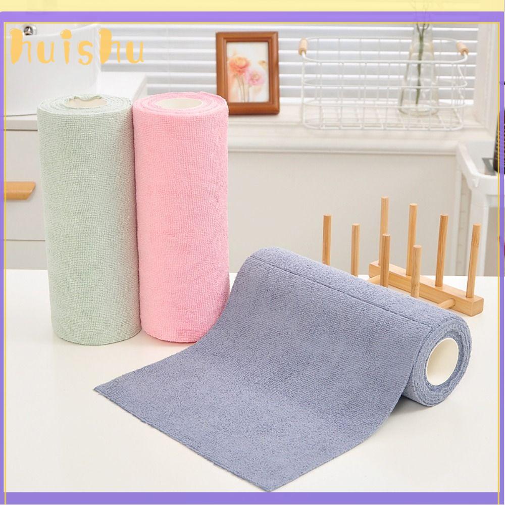 HUISHU 20PCS/Roll Tái sử dụng Khăn vi sợi Thấm hút Thay thế Khăn lau bát đĩa nhà bếp  Lau chùi Giẻ lau đĩa dầu chống dính