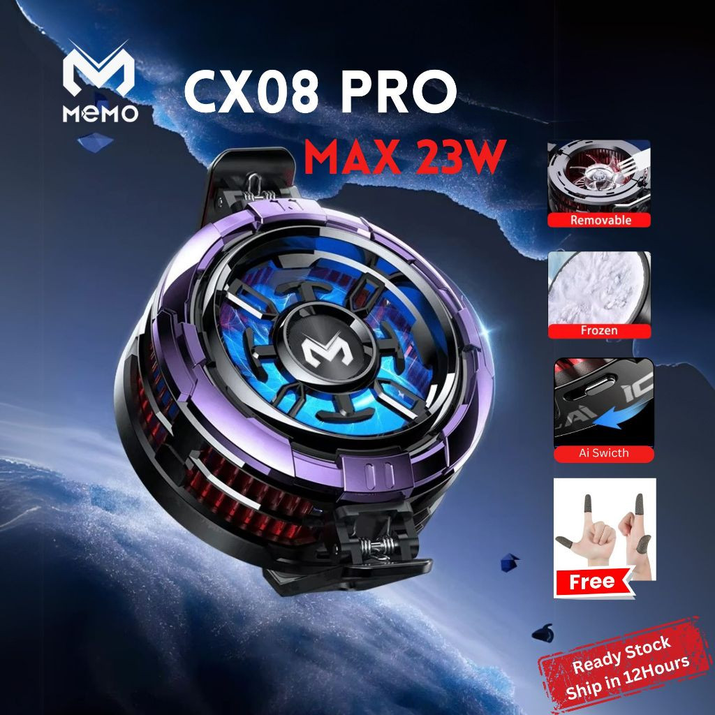 (ของแท้100%)Memo CX08 Proพัดลมระบายความร้อนมือถือ และแท็บเล็ต 23W แบบแม่เหล็ก พร้อมขาหนีบถอดได้ มีประกัน3เดือน ส่งจากไทย ราคา 259 บาท*ส่งฟรี