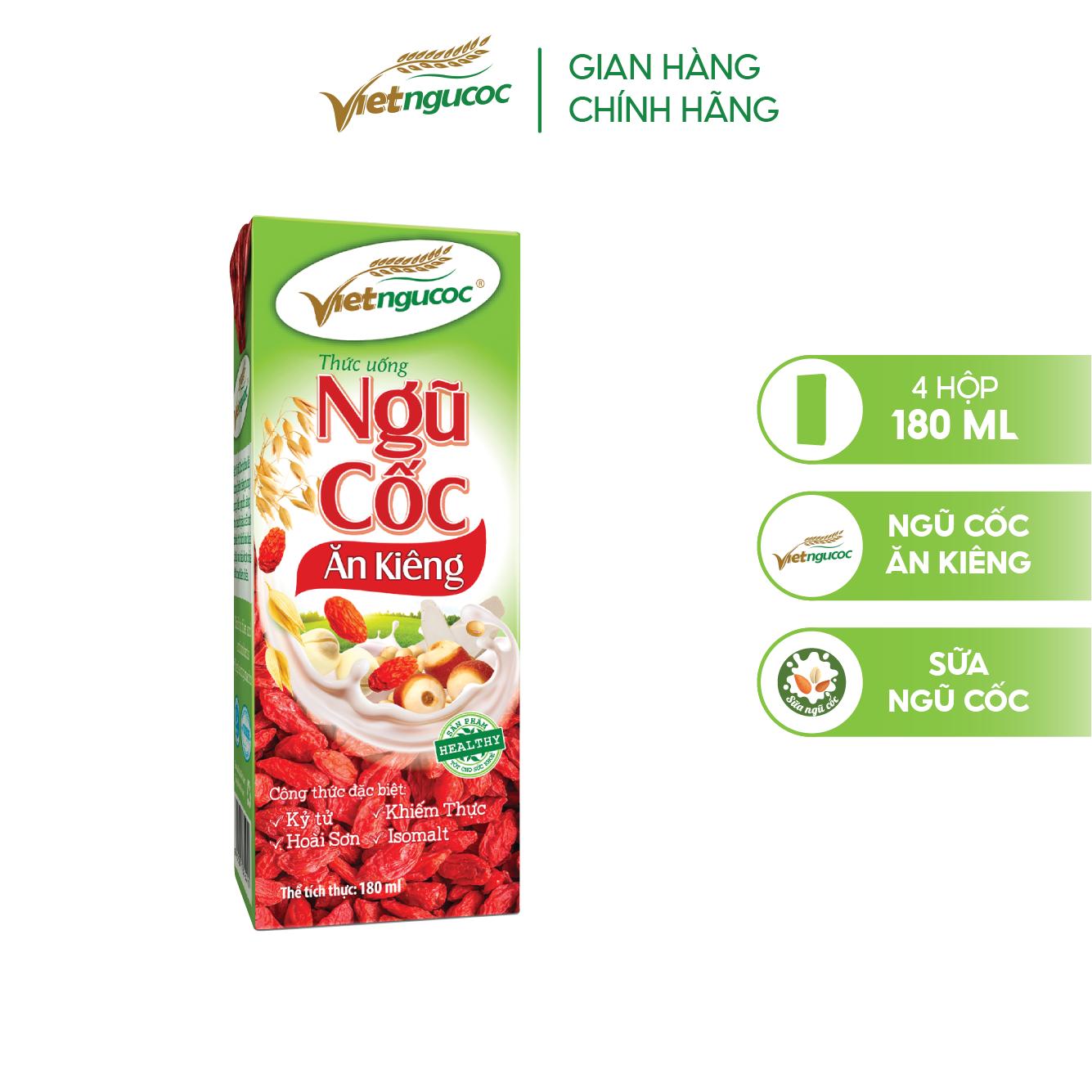 Combo 5 Lốc Sữa Ngũ Cốc Ăn Kiêng VIỆT NGŨ CỐC Uống Liền Thích Hợp Cho Người Ăn Kiêng Giảm Cân 180ml/Hộp