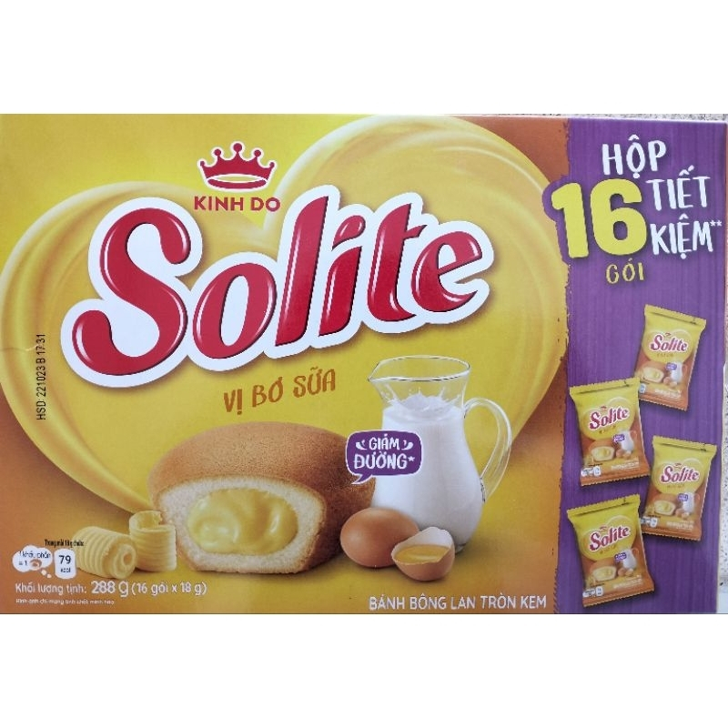 Bánh bông lan tròn solite vị bơ sữa 288gram