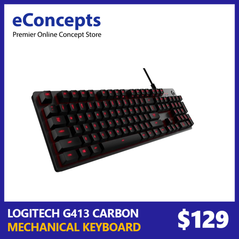 Logitech G413 Carbon Backlit Mechanical Gaming Keyboard with USB Pass-through and Romer-G Key Singapore