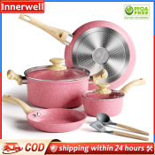 Innerwell Non-Stick Granite Cookware Set - PFOA Free, Pink