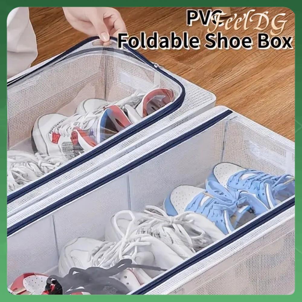 FEELDG PVC Hộp tổ chức giày Không cần cài đặt Khung thép Giá để giày xếp gọn Dung lượng lớn Chống bụi Hộp phân loại giày