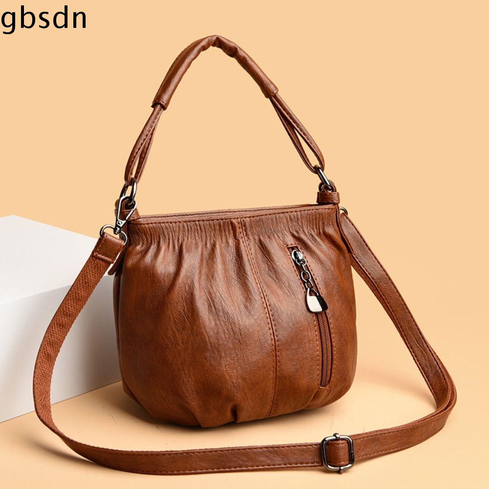 GBSDN Sức chứa lớn Túi đeo chéo đơn giản Trọng lượng nhẹ Nhiều lớp Túi đeo vai nhỏ bằng da Đơn giản Túi xách Túi tote TRUNG NIÊN Phụ nữ