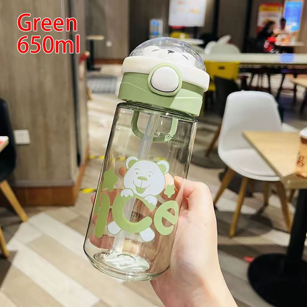 ADERESF 1Pcs Nước ép sữa Chai nước Có nắp miếng dán ống hút 550/650ml Cốc vại Di động Nhựa Đồ uống nước cho trẻ em Trẻ em - 4