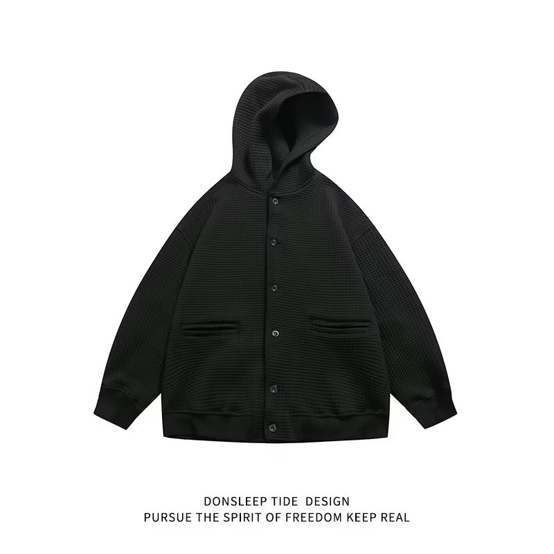 Hanlu áo tay dài nam sweater áo hoodie zip Áo khoác kéo khóa cổ điển nam Áo khoác có mũ áo nỉ màu Tr