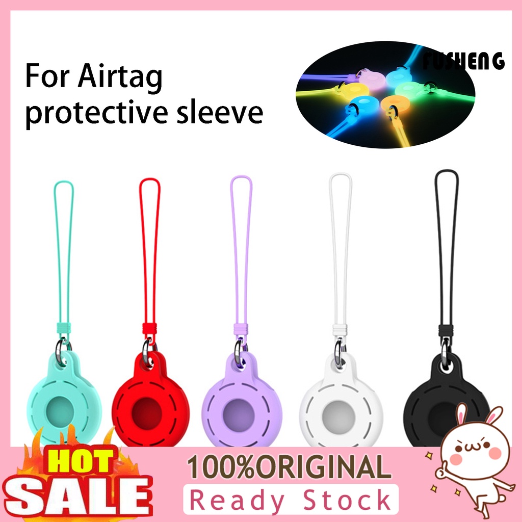 [Fission] tracker cover luminous anti-scratch shockproof wear-resistant secure Holder soft silicone locator protector case with lanyard for Airtag Presyo 255 Piso*Libreng Shipping